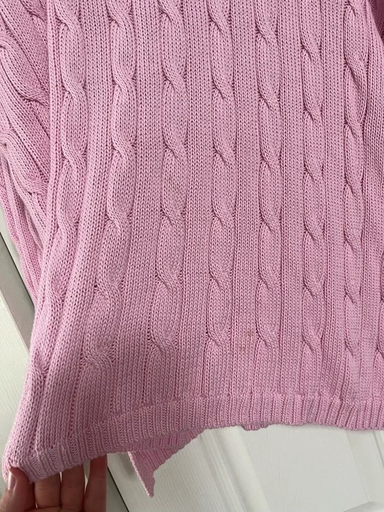 Ralph Lauren Light Pink Cable V-Neck Sweater - Picture 3 of 4